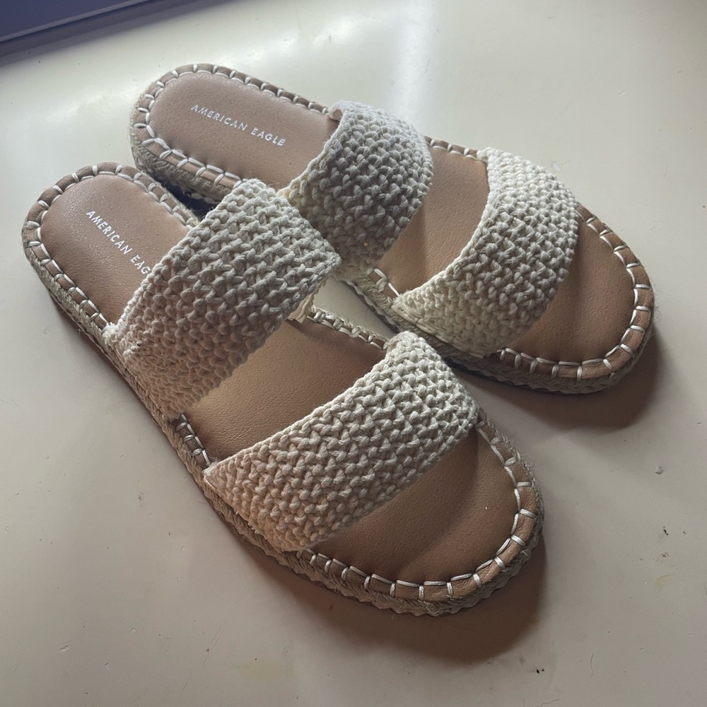 American Eagle Outfitters Women's Textured Cream Sandals